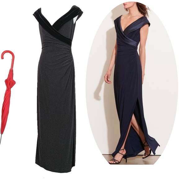 Lauren Ralph Lauren Dresses & Skirts - RL Portrait Collar Draped Evening Gown Sz 10